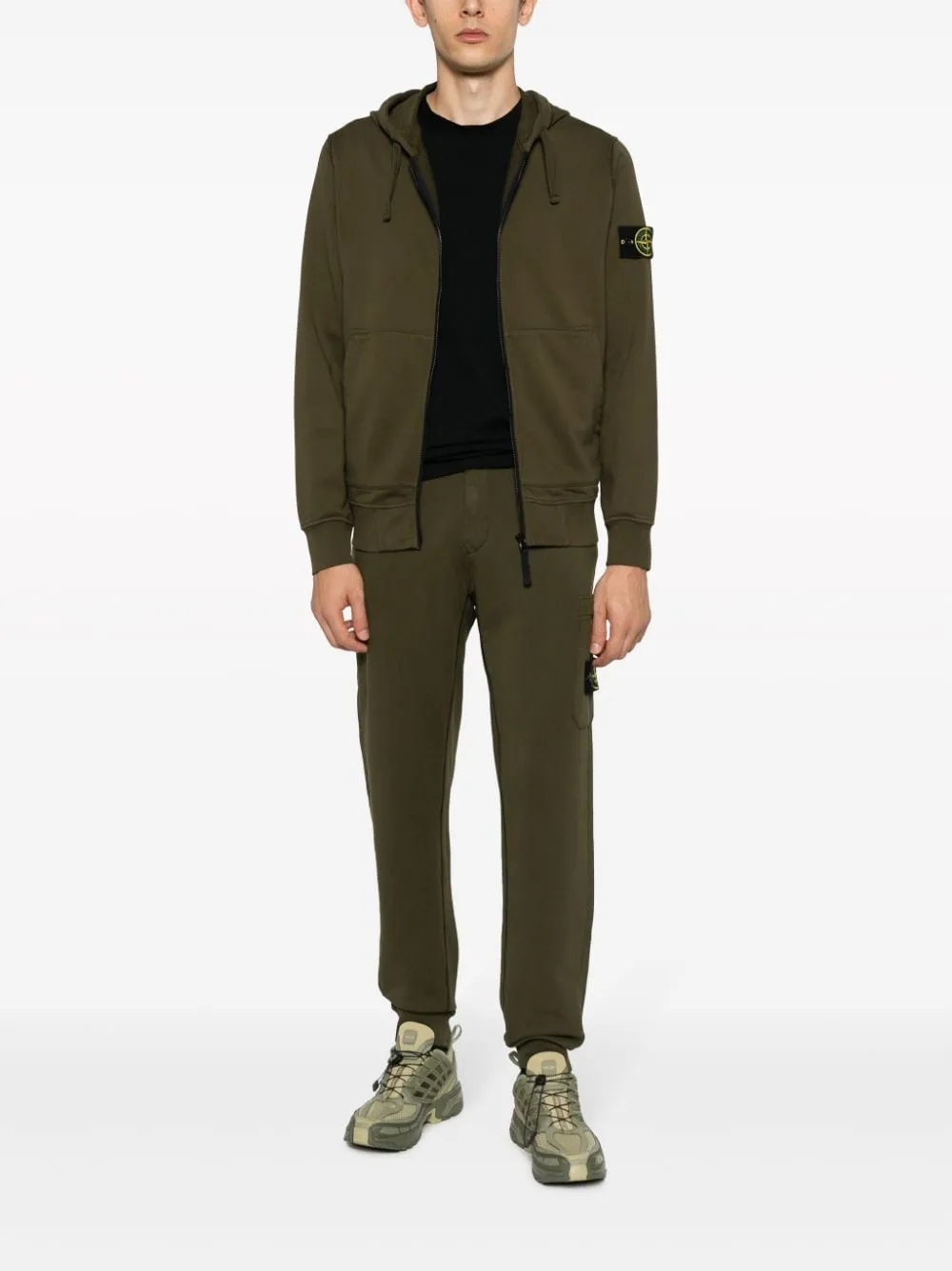 Stone Island Olive Zip Hoodie Sweatshirt