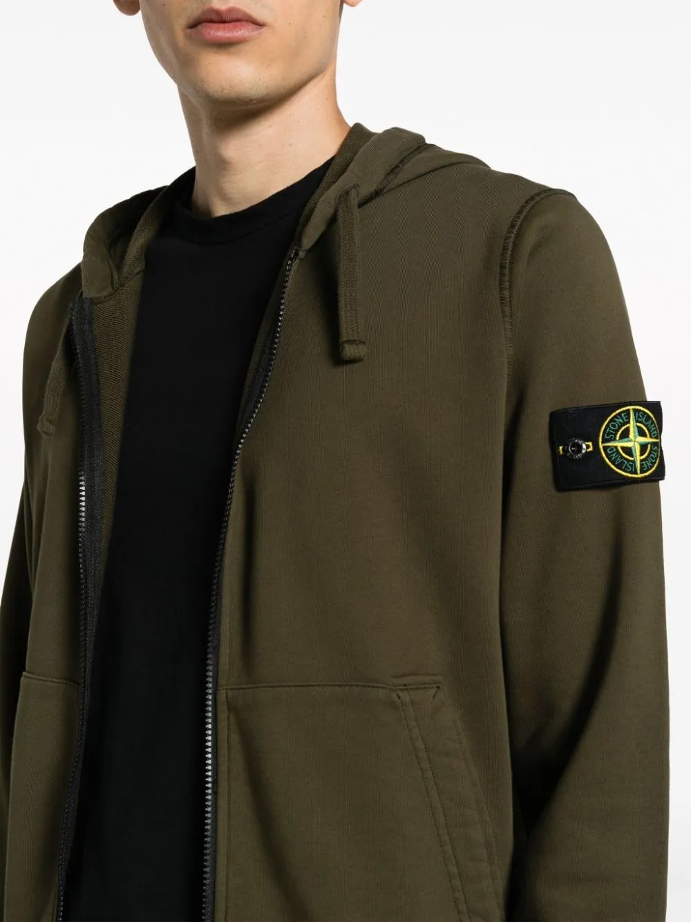 Stone Island Olive Zip Hoodie Sweatshirt