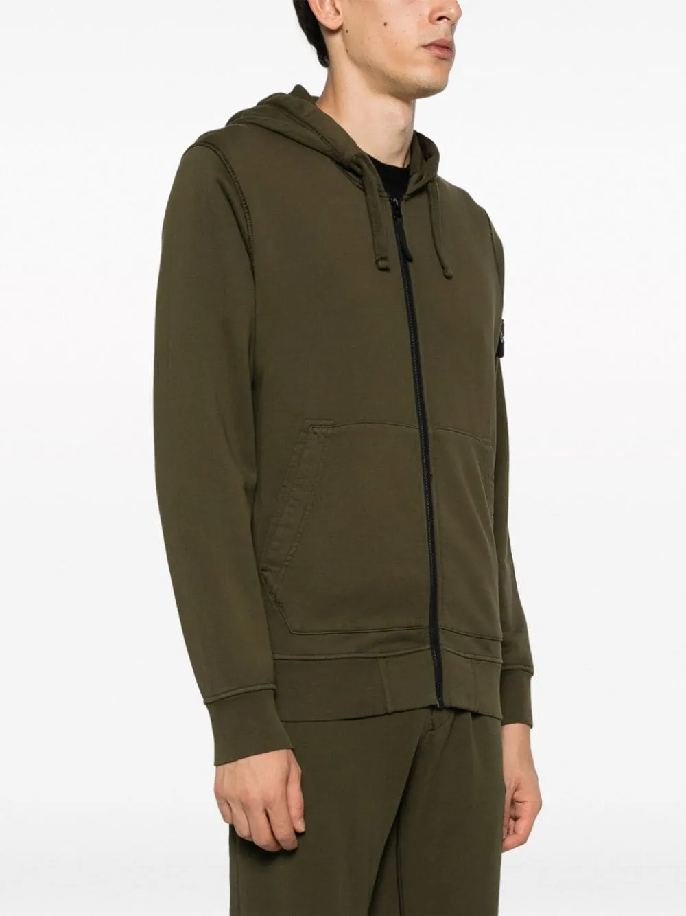 Stone Island Olive Zip Hoodie Sweatshirt