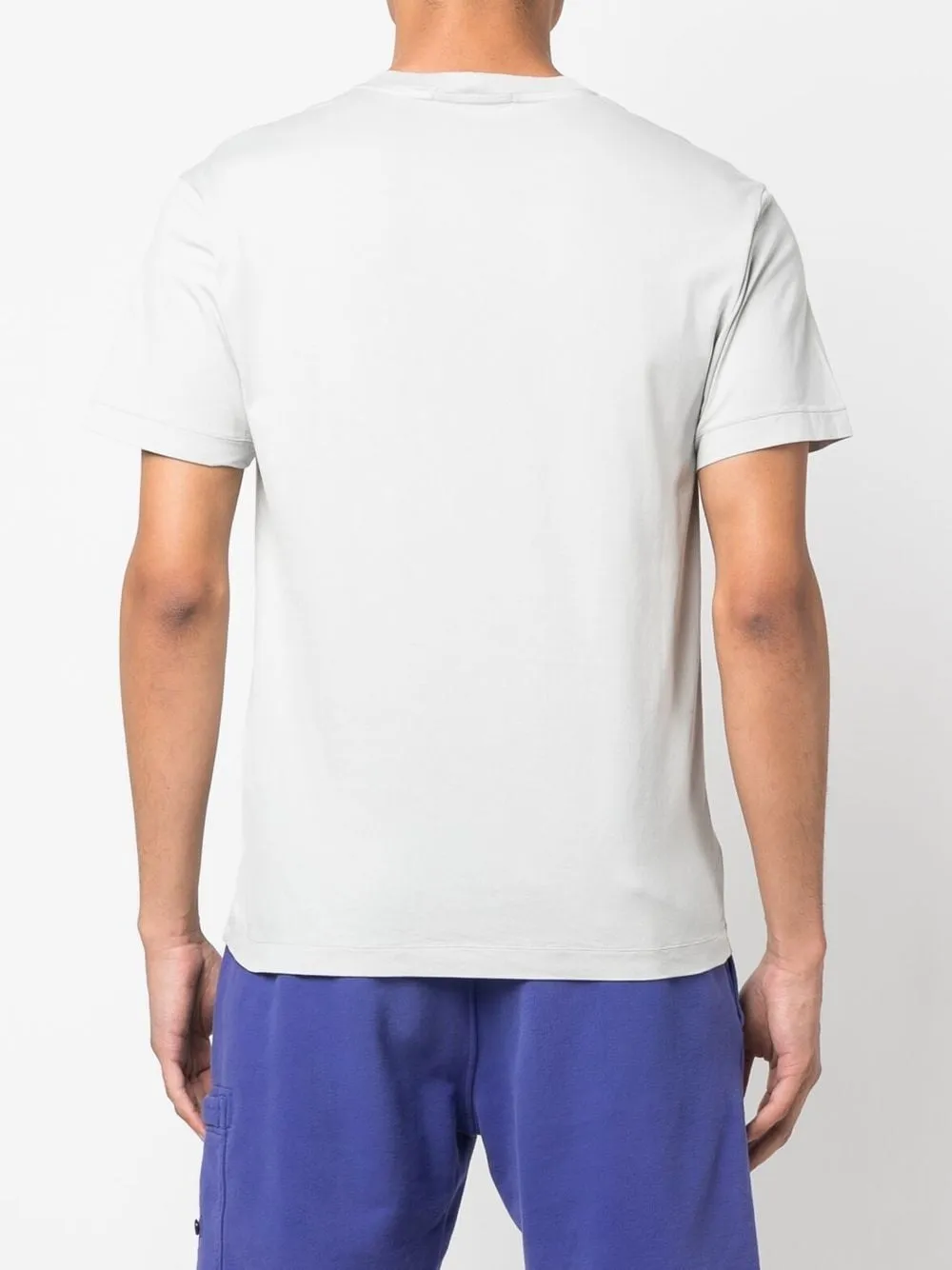 Stone Island white cotton compass motif t-shirt.