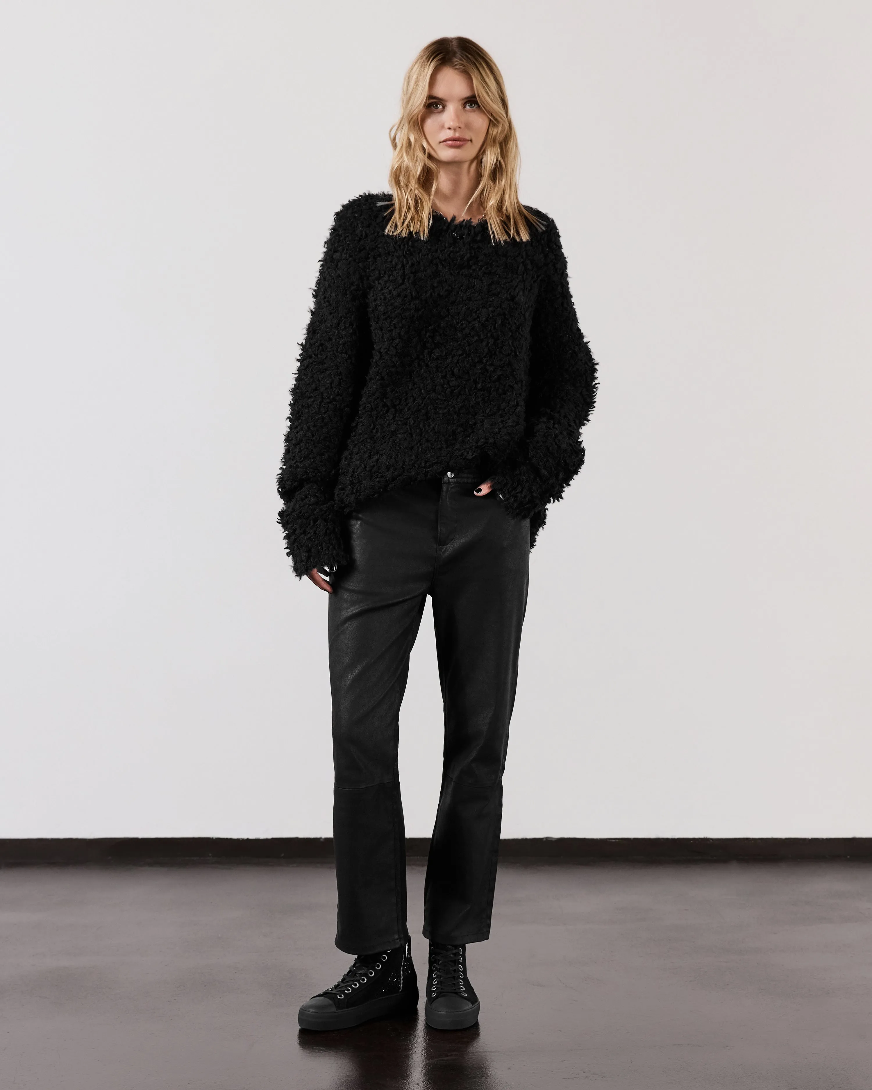 The Black Sherpa Cropped Knitted Sweater