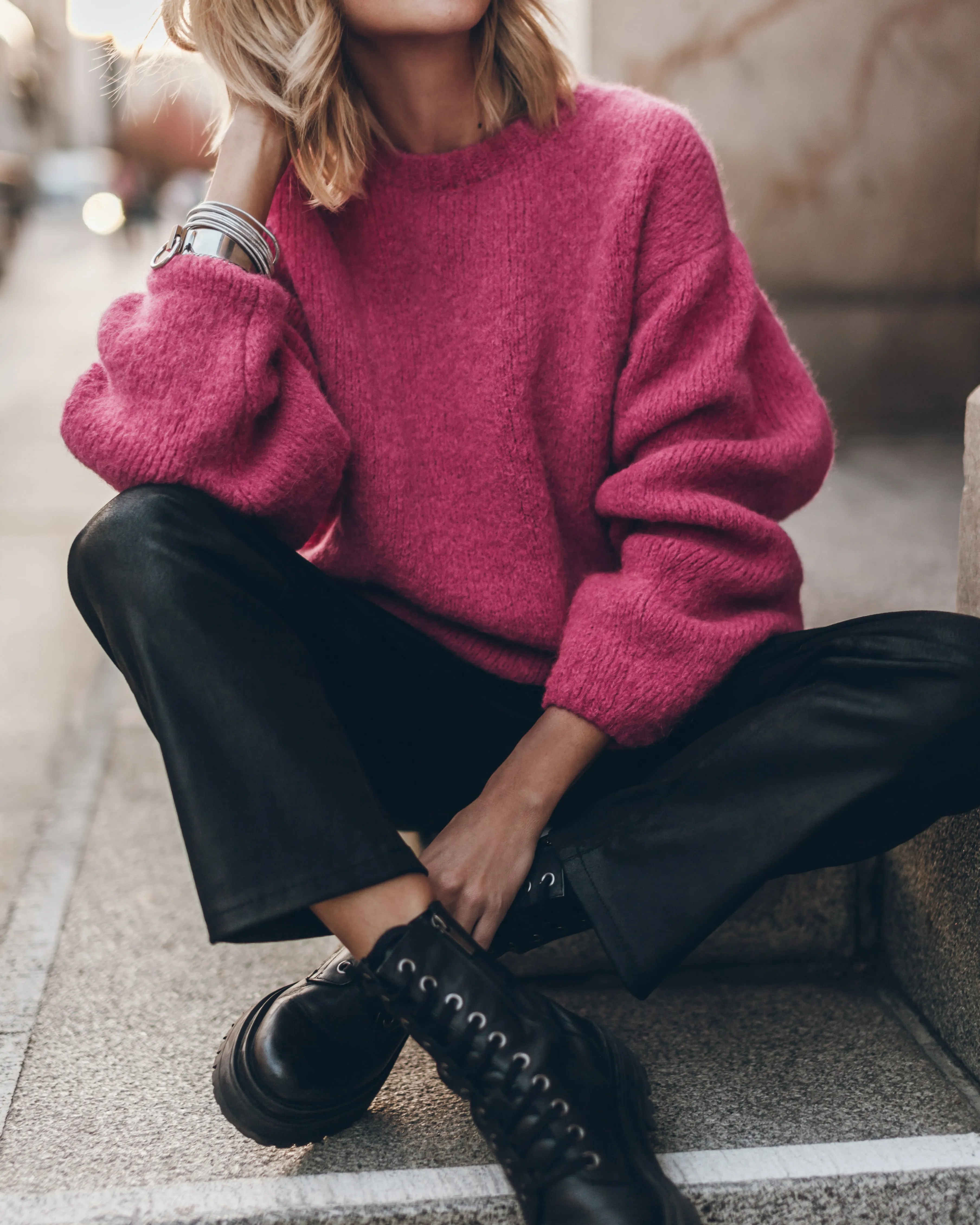 The Pink Fluffy Alpaca Knit Sweater