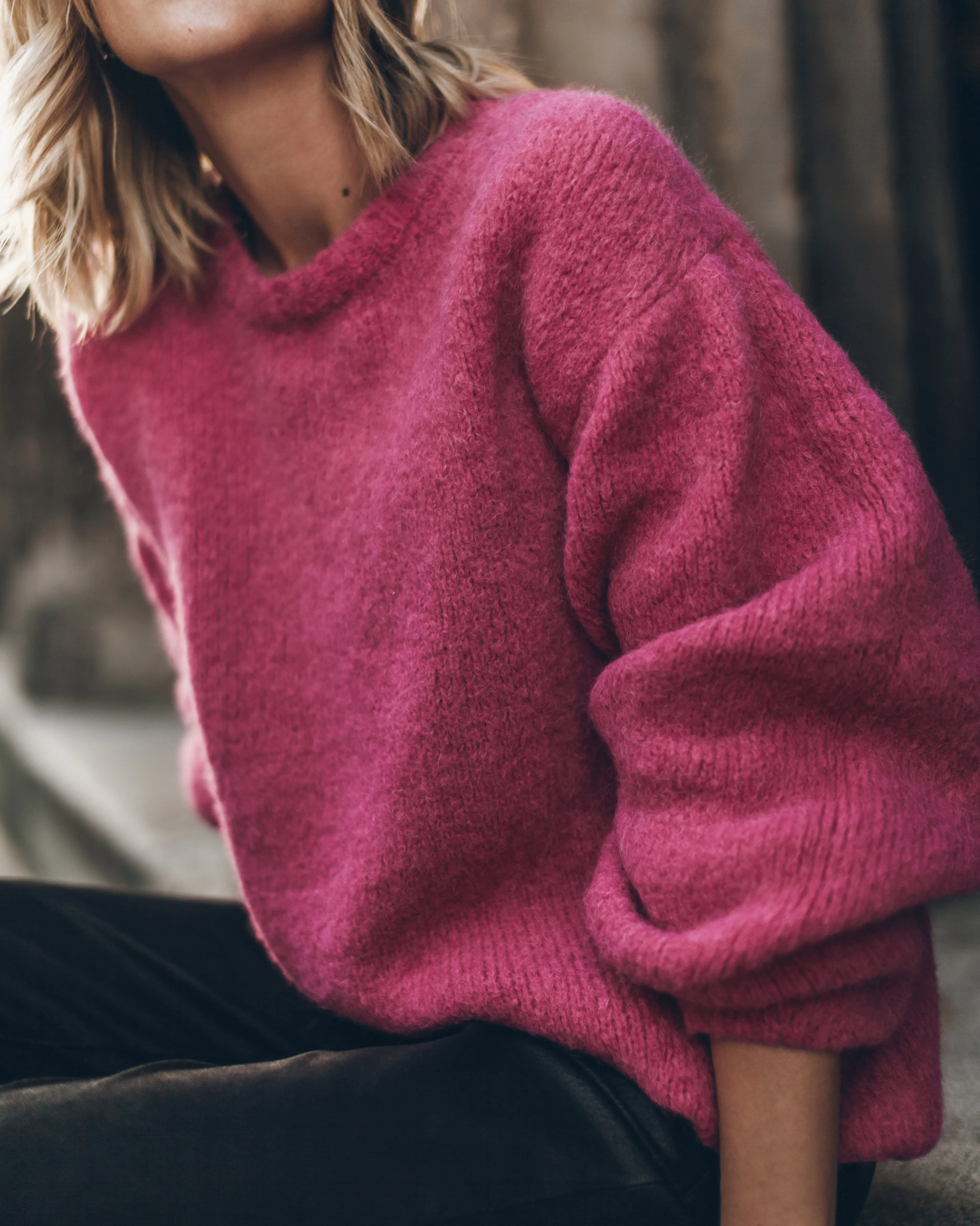 The Pink Fluffy Alpaca Knit Sweater