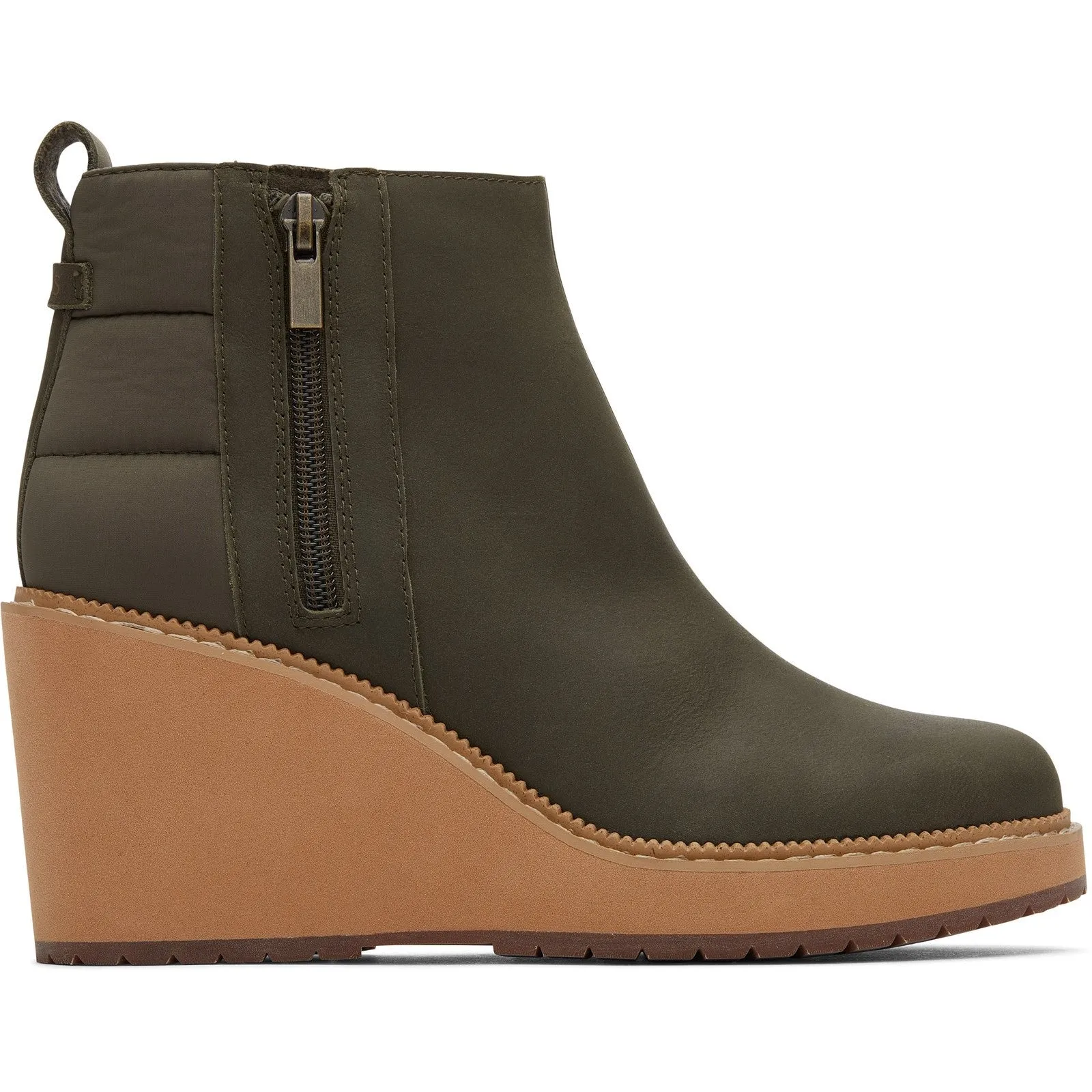 TOMS Raven Leather Wedge Heeled Ankle Boot for Women