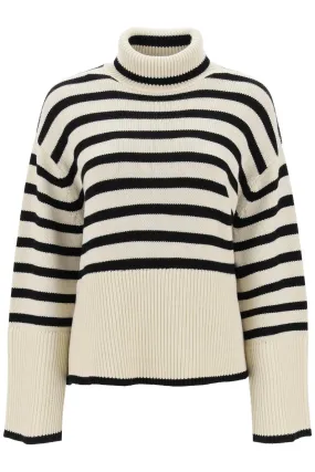 Toteme Striped Wool Cotton Turtleneck Beige - Best Price, Shop Now!