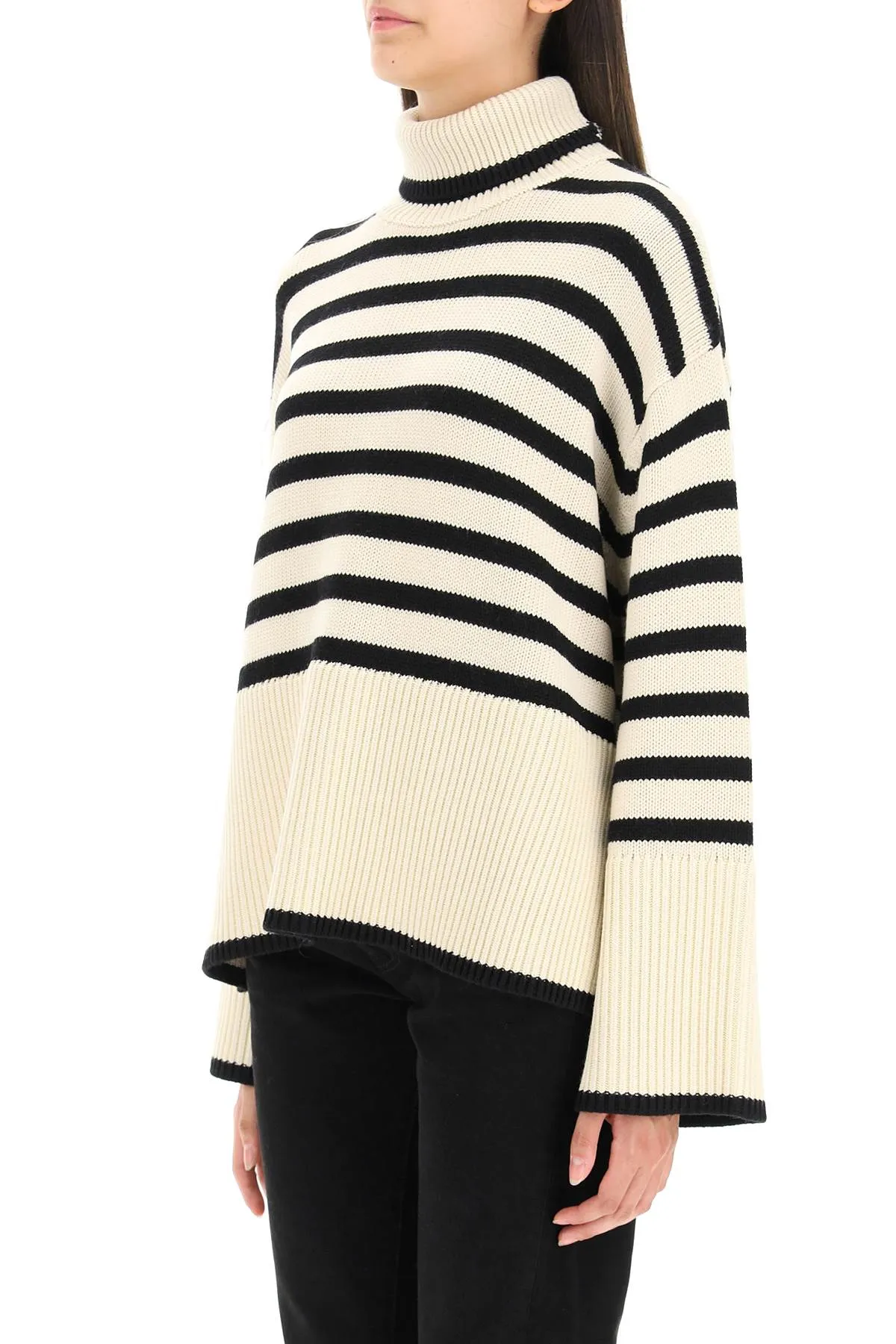 Toteme Striped Wool Cotton Turtleneck Beige - Best Price, Shop Now!