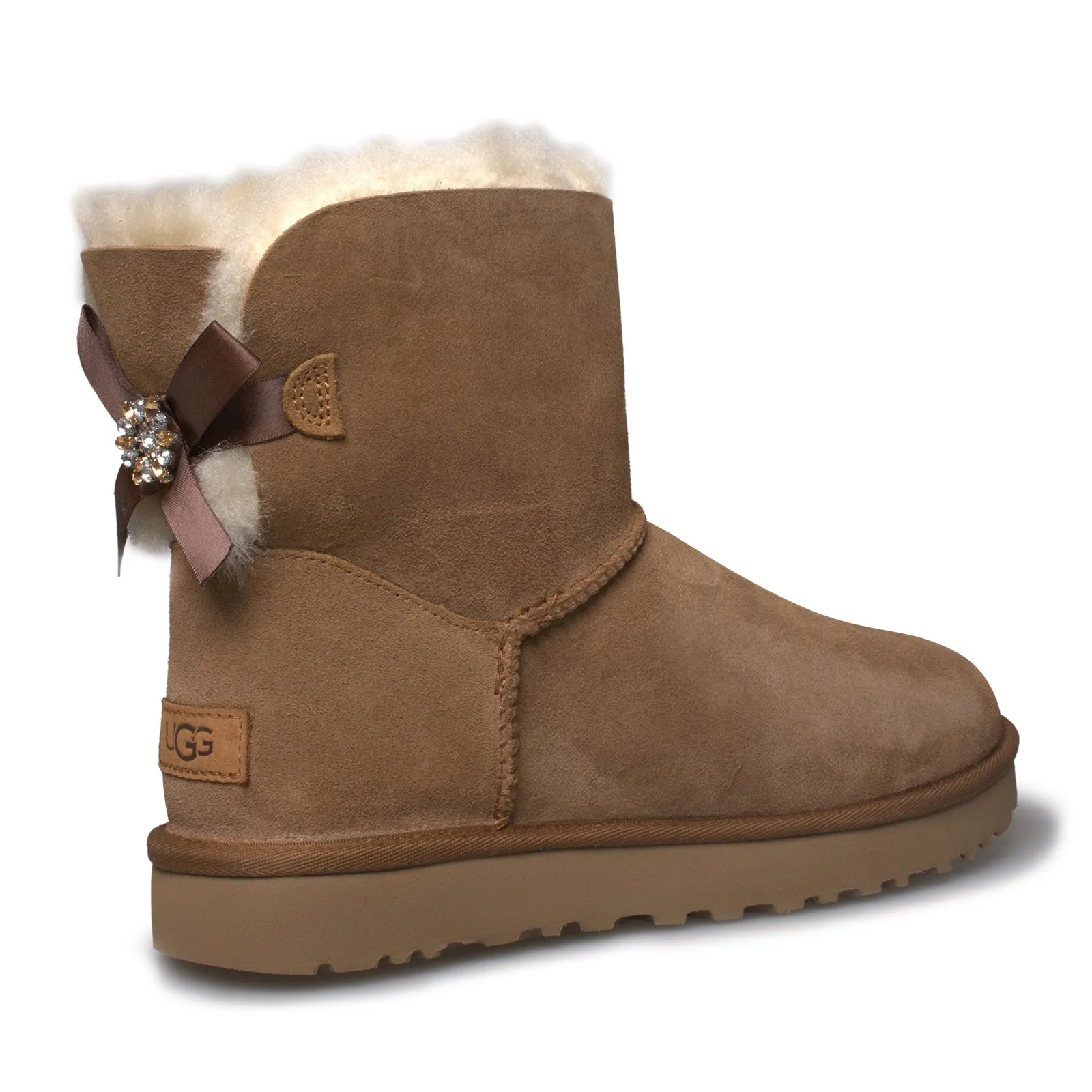 UGG Women's Mini Bailey Chestnut Boots with Brooch