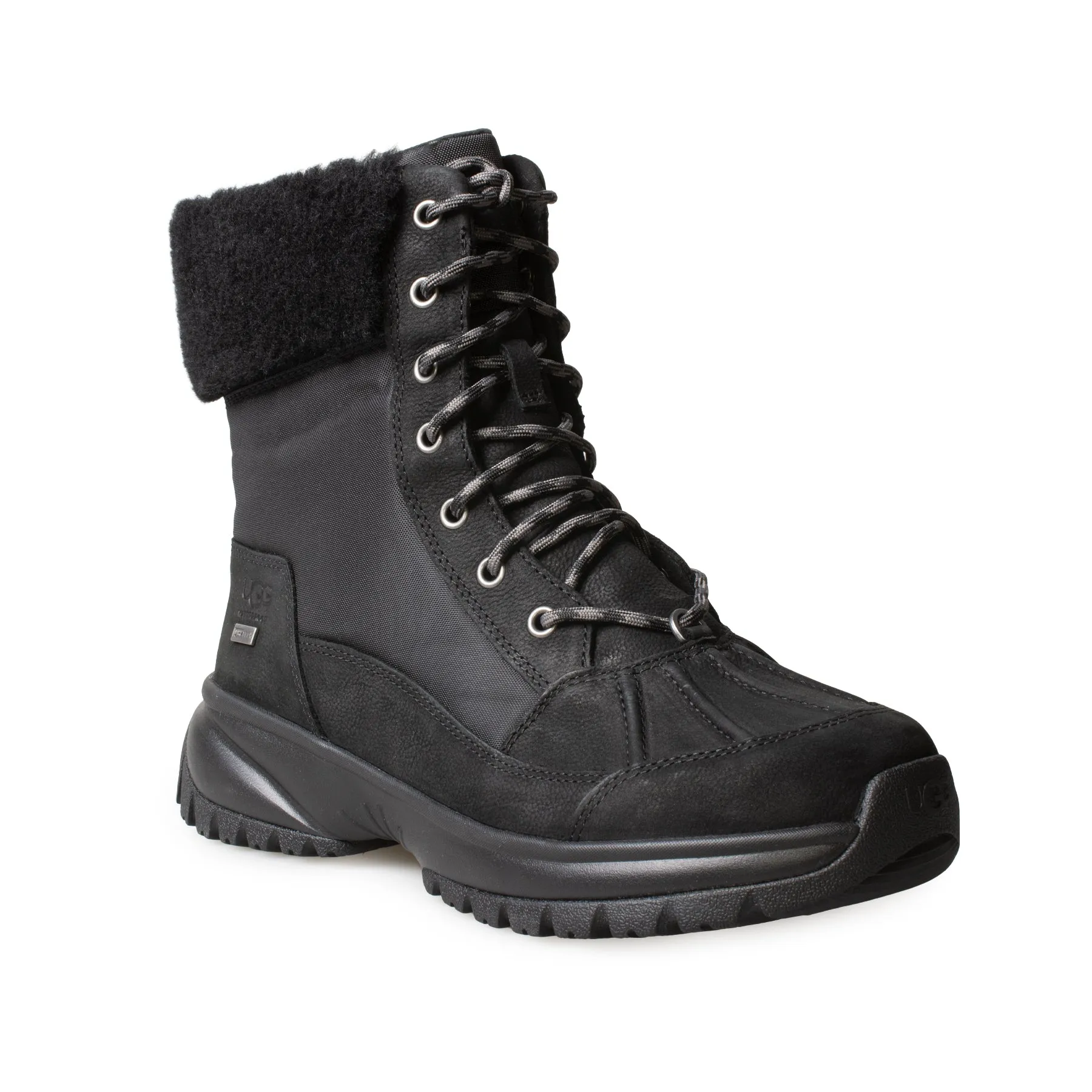 UGG Yose Fluff Hiker Black Boots - Women's.