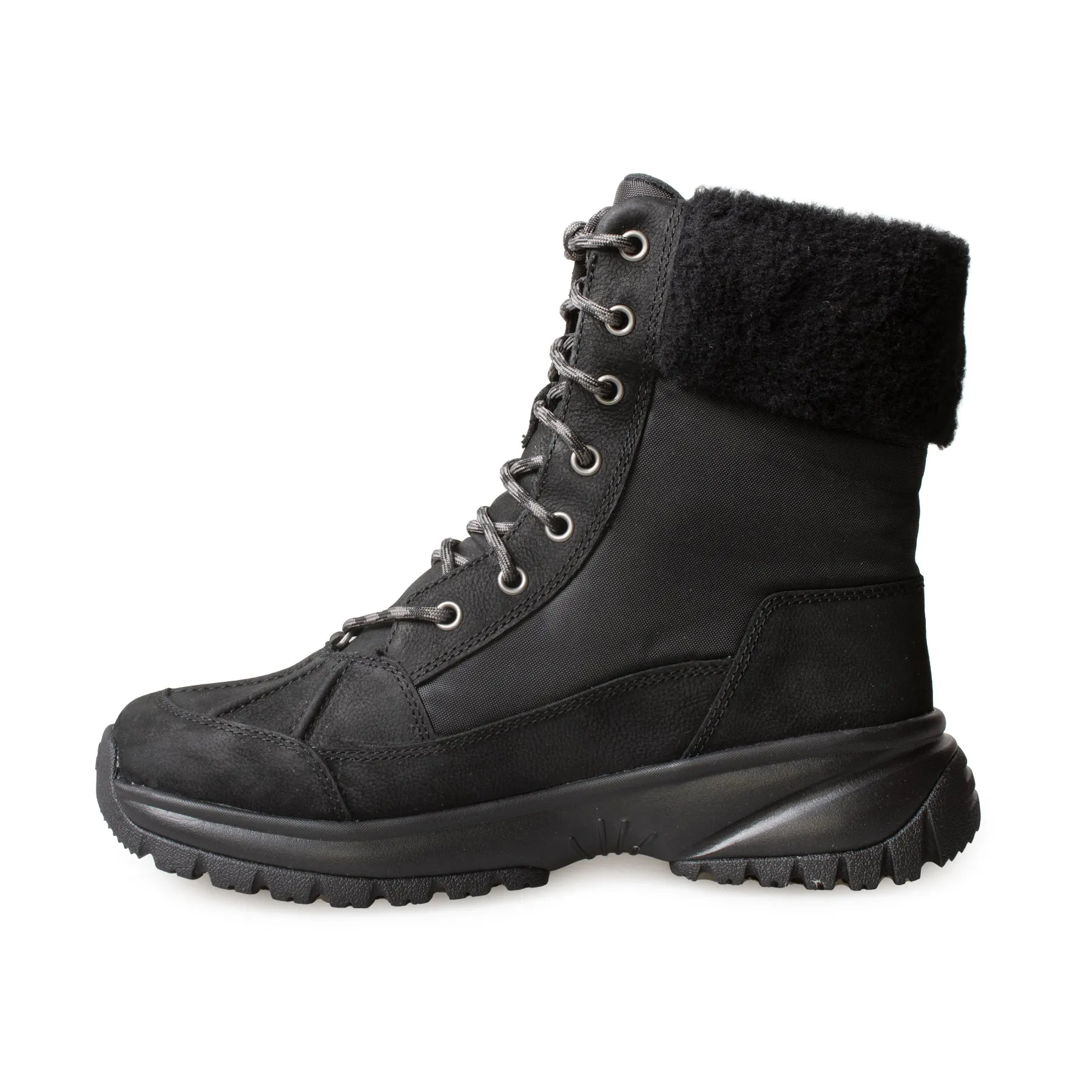 UGG Yose Fluff Hiker Black Boots - Women's.