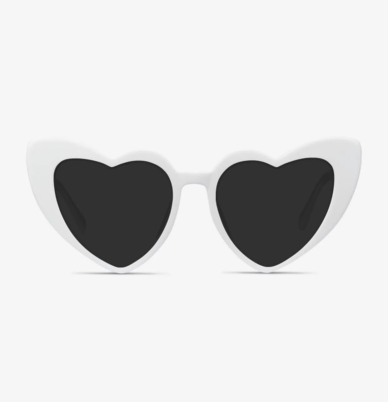 White heart sunglasses: trendy and stylish eyewear option for fashion-forward individuals.