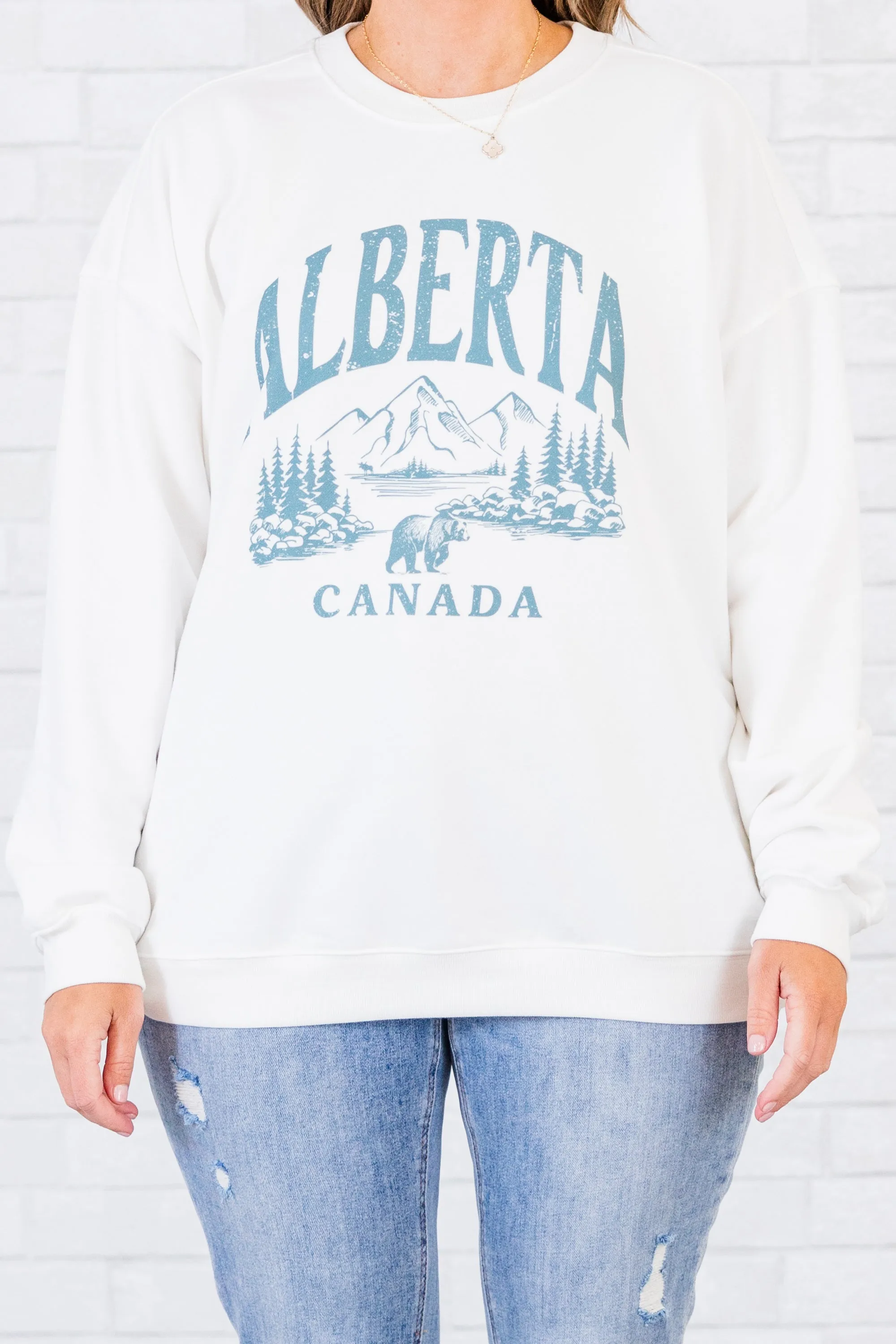 White Northern Adventures Pullover.