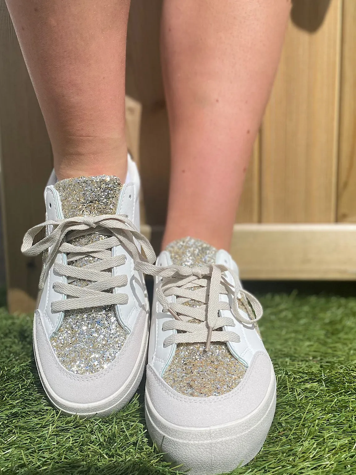 White Shiny Star Sneakers