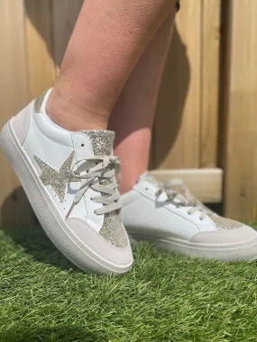 White Shiny Star Sneakers