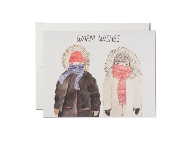 Winter Parkas Card with Warm Wishes